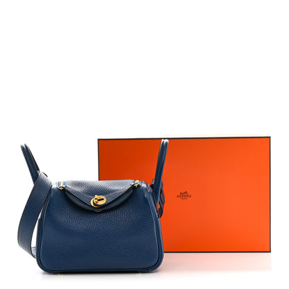 Hermes Taurillon Clemence Mini Lindy 20 Deep Bleu 21 of 21