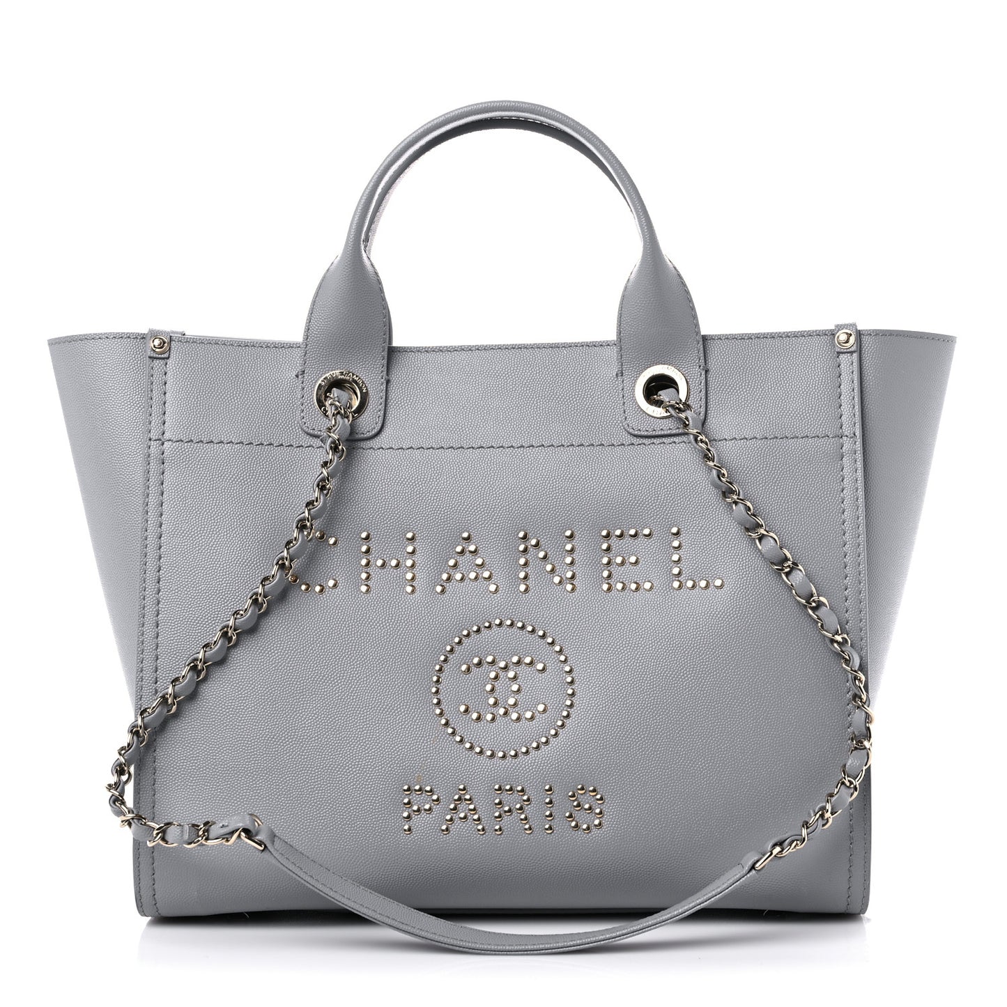 Caviar Studded Small Deauville Tote Grey