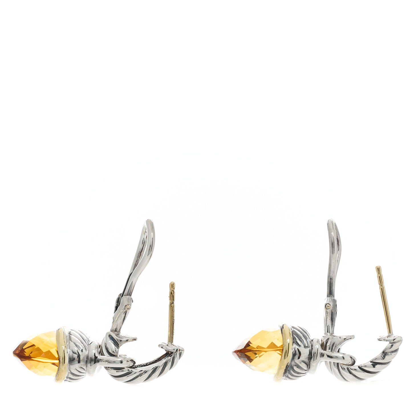 Sterling Silver 14K Yellow Gold Citrine Acorn Earrings