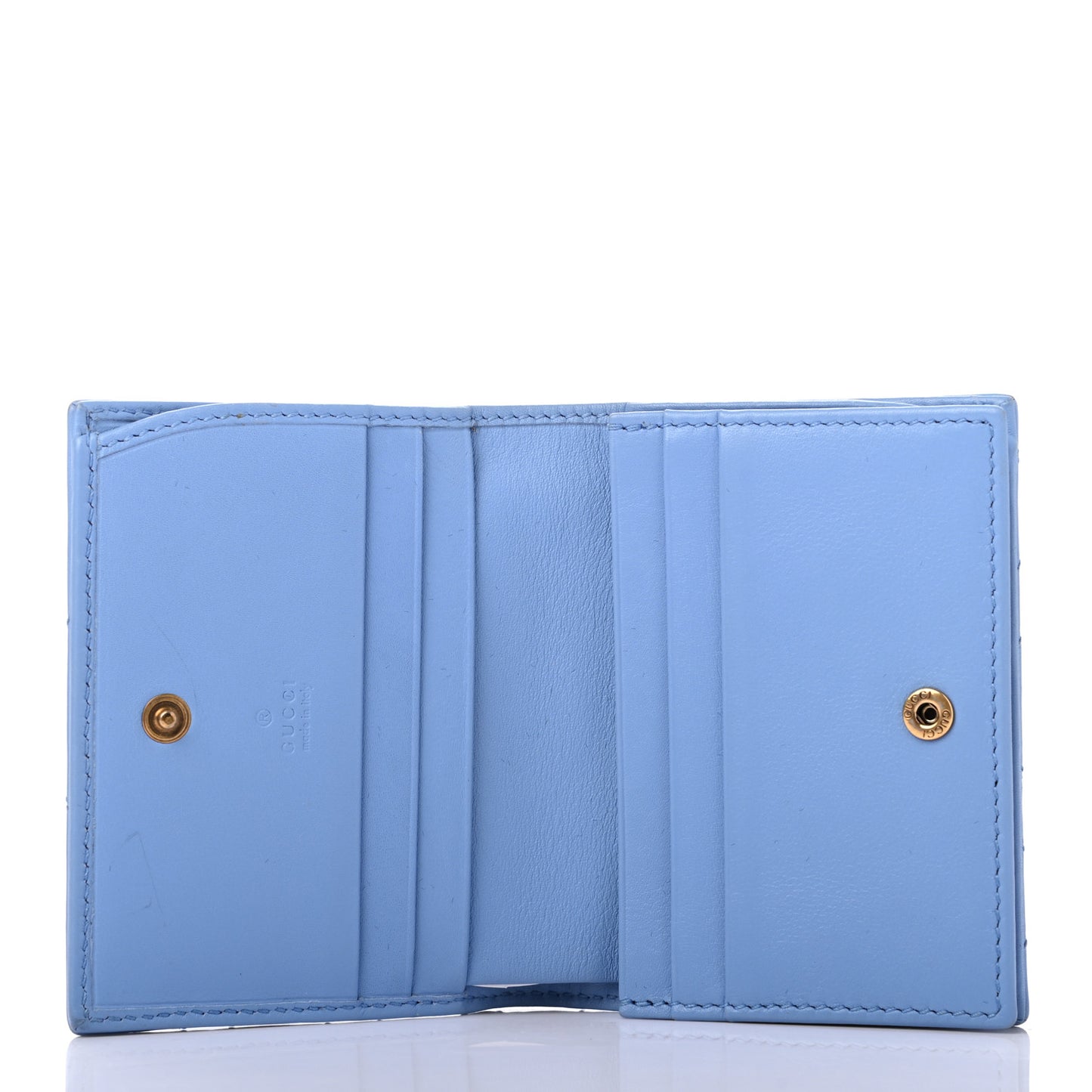Calfskin Matelasse GG Marmont Card Case Clear Sky Blue