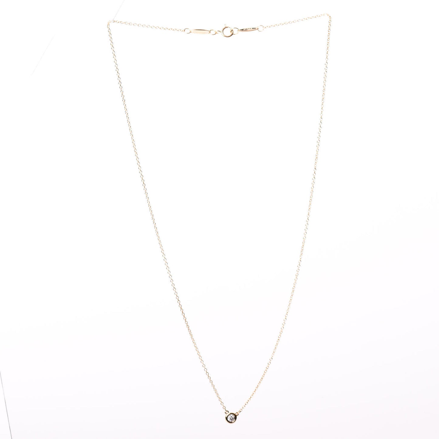 18K Rose Gold Diamond .07ct Elsa Peretti Diamonds by the Yard Pendant Necklace
