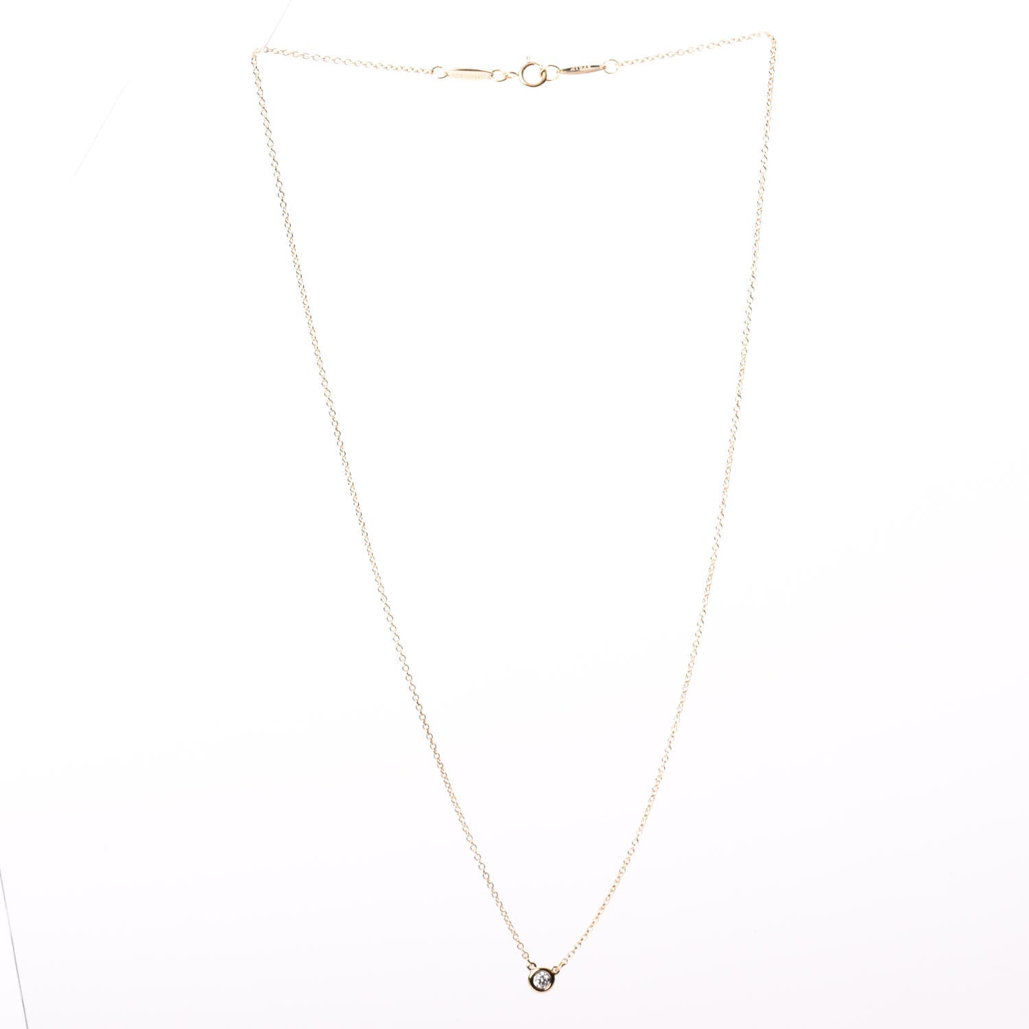 Tiffany 18K Rose Gold Diamond .07ct Elsa Peretti Diamonds by the Yard Pendant Necklace 2 of 6