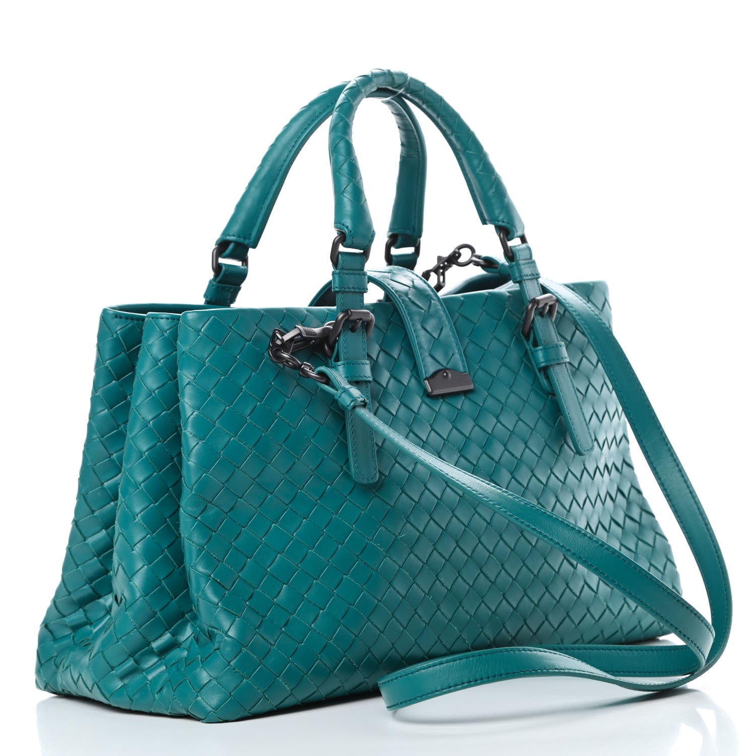 Bottega Veneta Light Calf Intrecciato Small Roma Teal 3 of 14