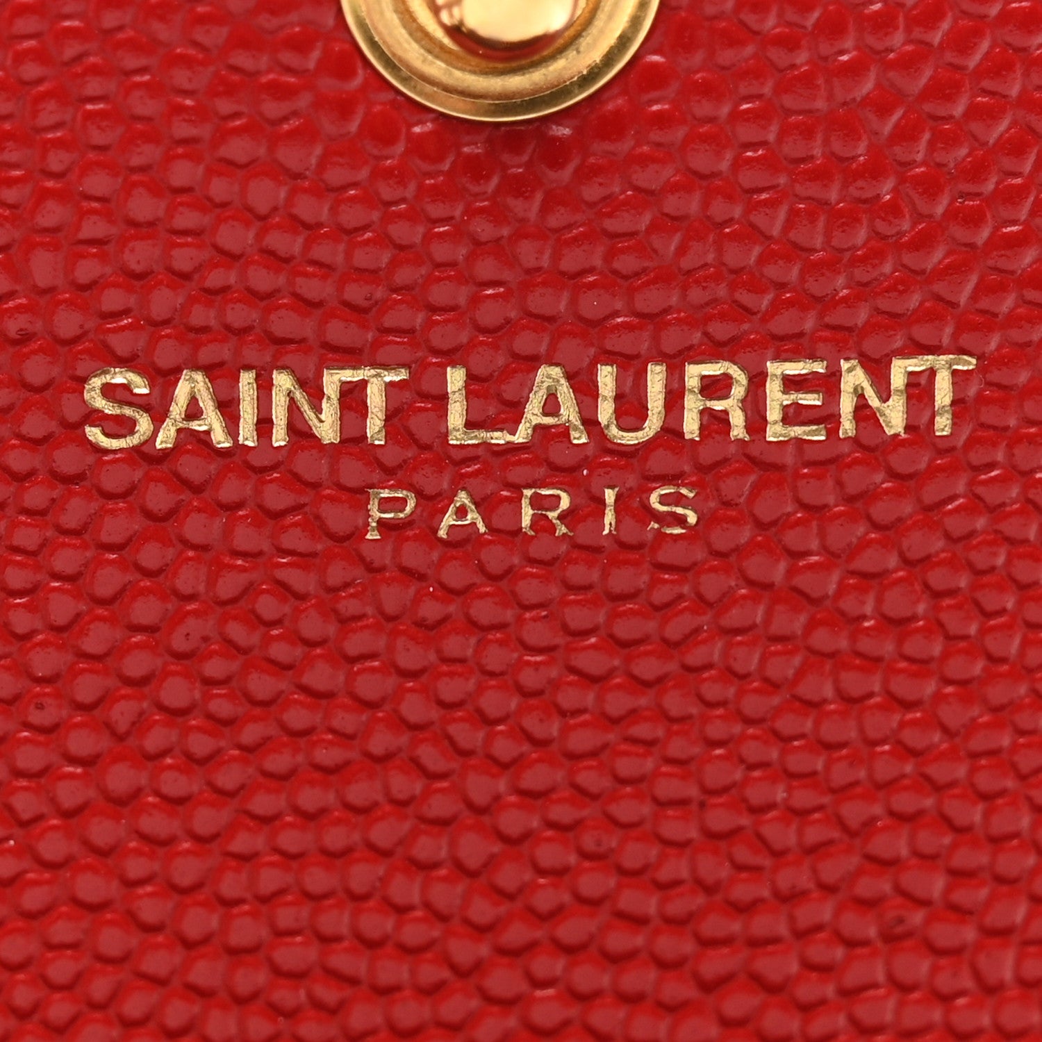 Saint Laurent Grain De Poudre Matelasse Chevron Monogram Chain Wallet Red 7 of 11