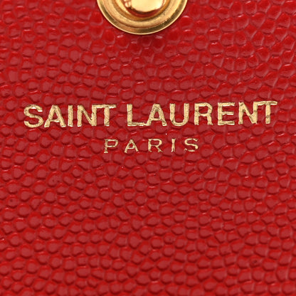 Saint Laurent Grain De Poudre Matelasse Chevron Monogram Chain Wallet Red 7 of 11