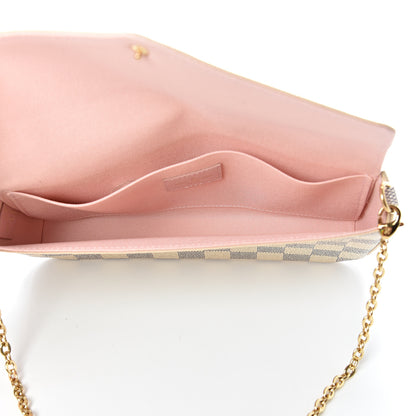 Louis Vuitton Damier Azur Pochette Felicie Chain Wallet Rose Ballerine 6 of 13