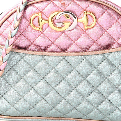 Gucci Laminated Nappa Trapuntata Mini Zumi Dome Shoulder Bag Rosa Lago Rame 11 of 12