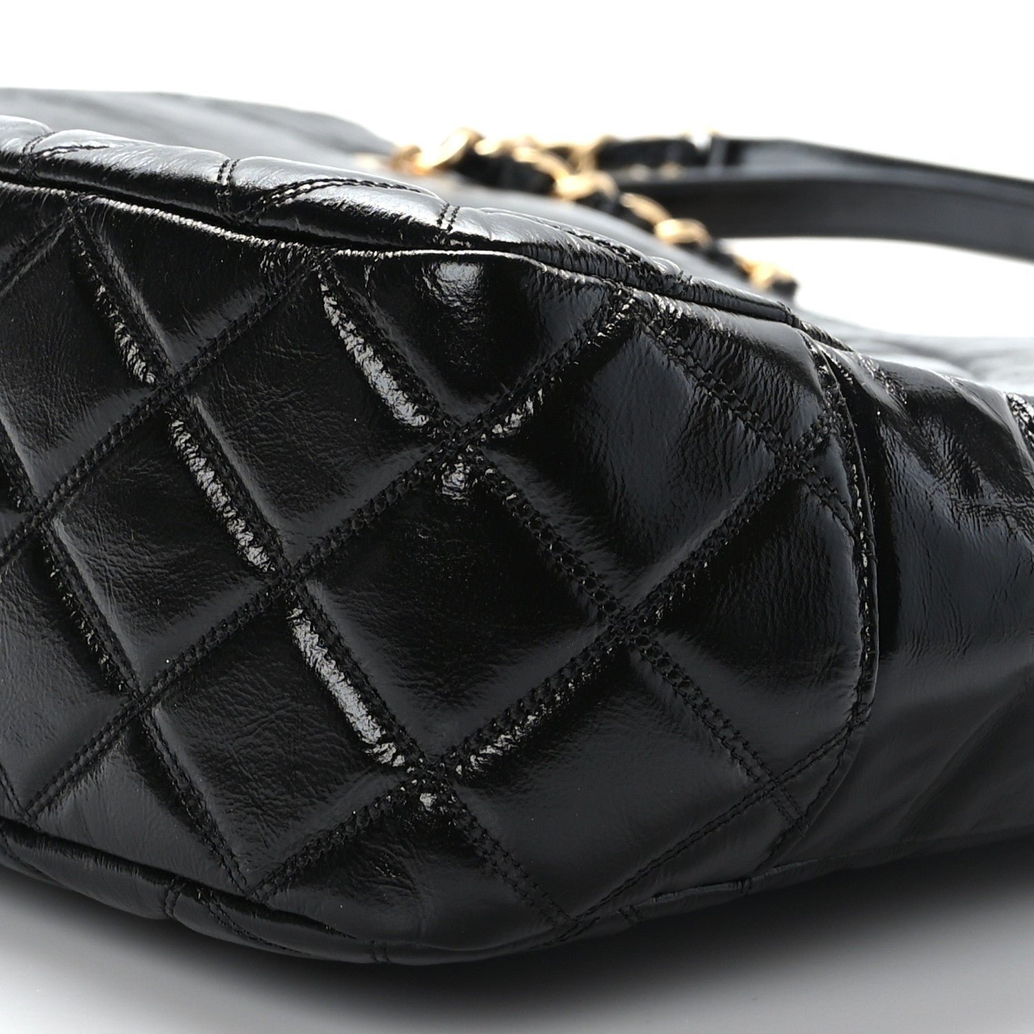 Chanel Shiny Aged Calfskin Quilted Large Shopping Bag Black 9 of 9