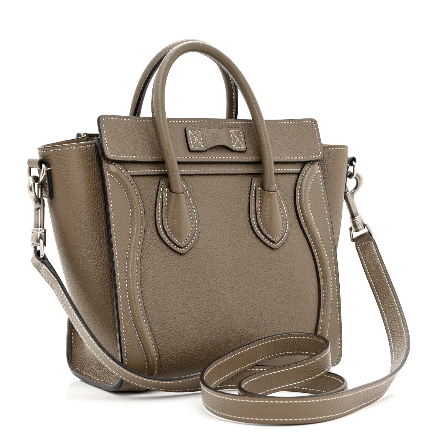 Celine Drummed Calfskin Nano Luggage Souris 3 of 11