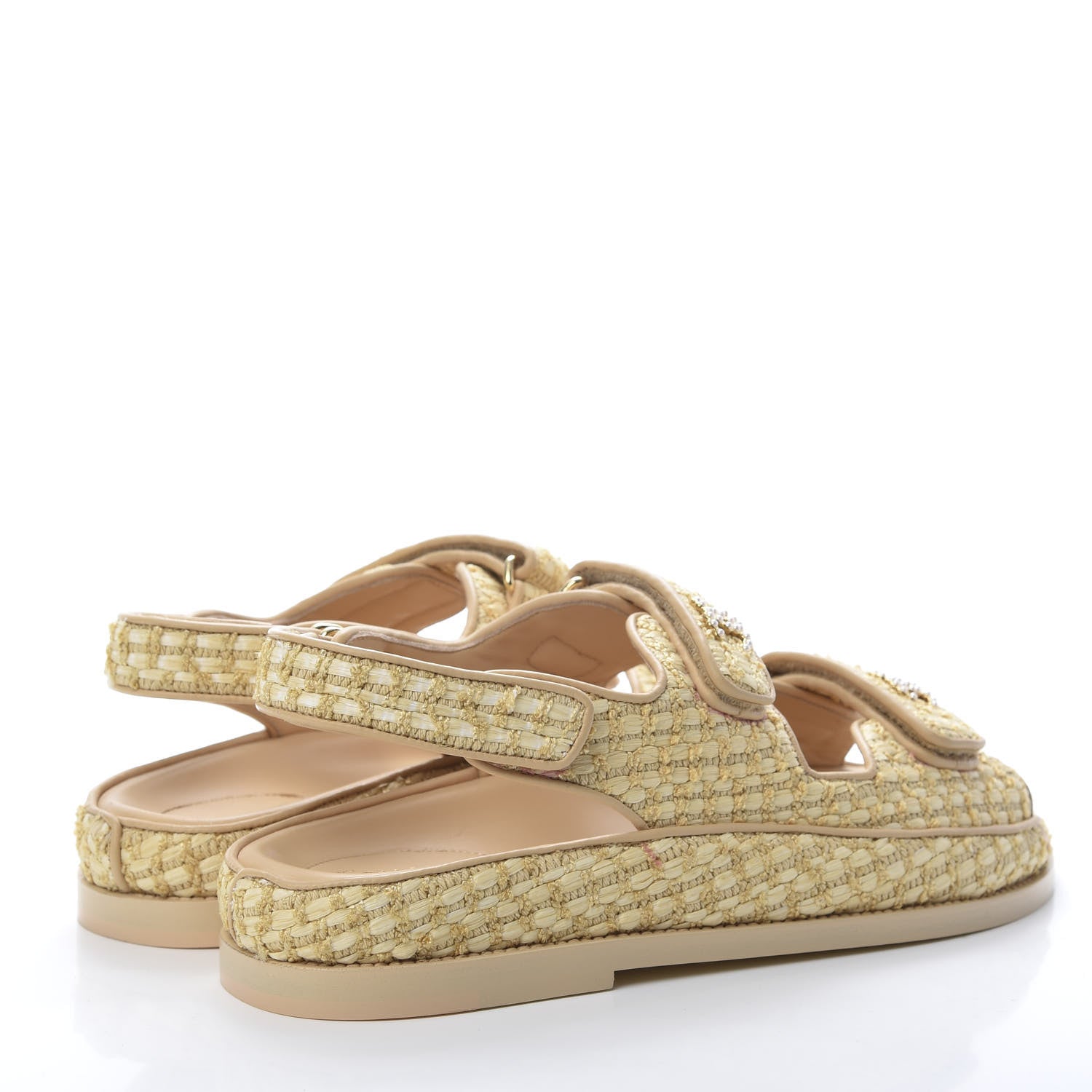 Chanel Braided Fabric Velcro Dad Sandals 39.5 Beige 4 of 12
