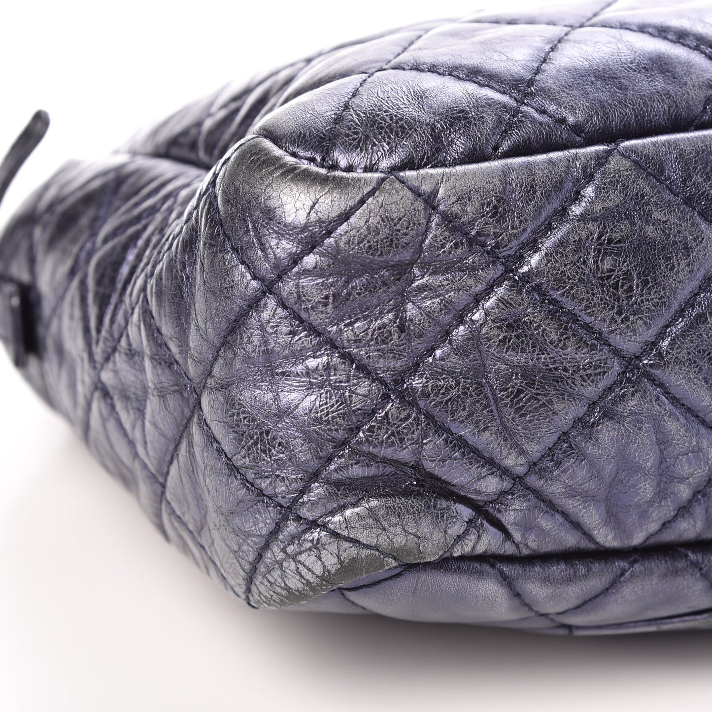 Metallic Aged Calfskin Quilted Large Reissue Camera Case Silver