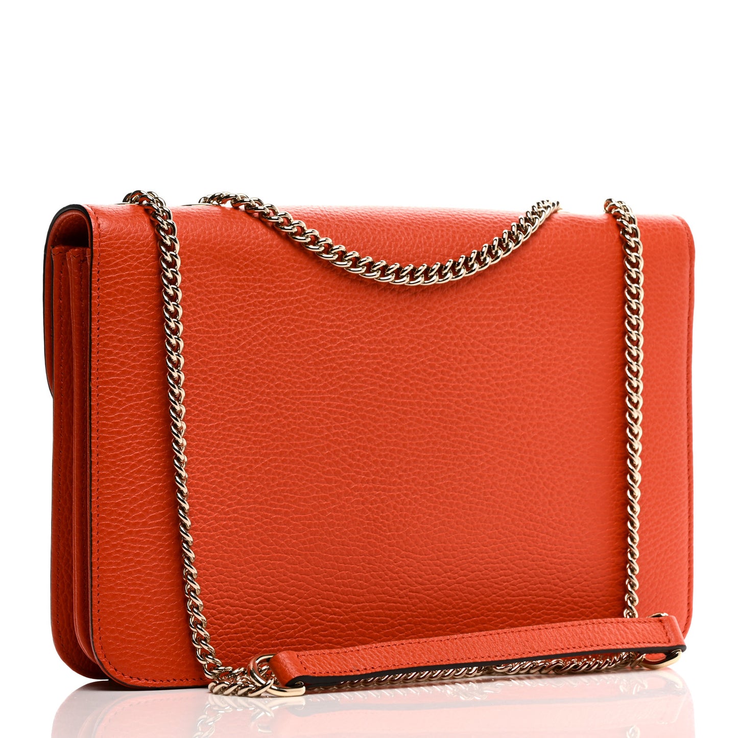 Dollar Calfskin Interlocking G Shoulder Bag Sun Orange