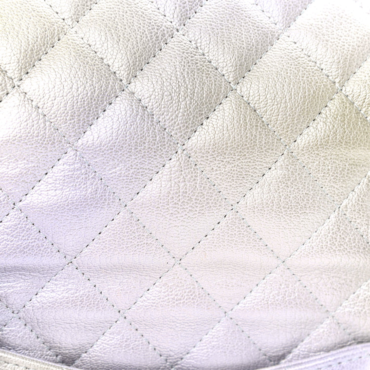 Chanel Metallic Goatskin Quilted Mini Rectangular Flap Grey Green 10 of 10