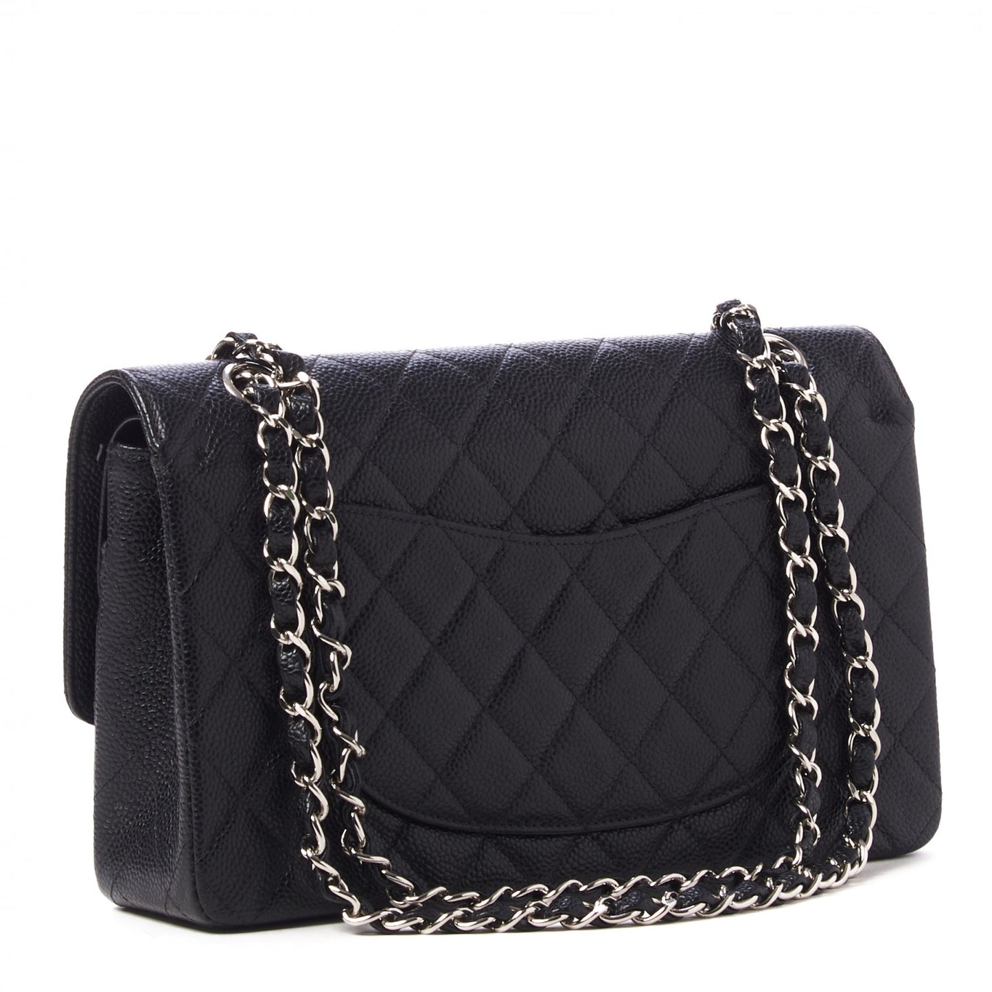 Caviar Quilted Medium Double Flap Black