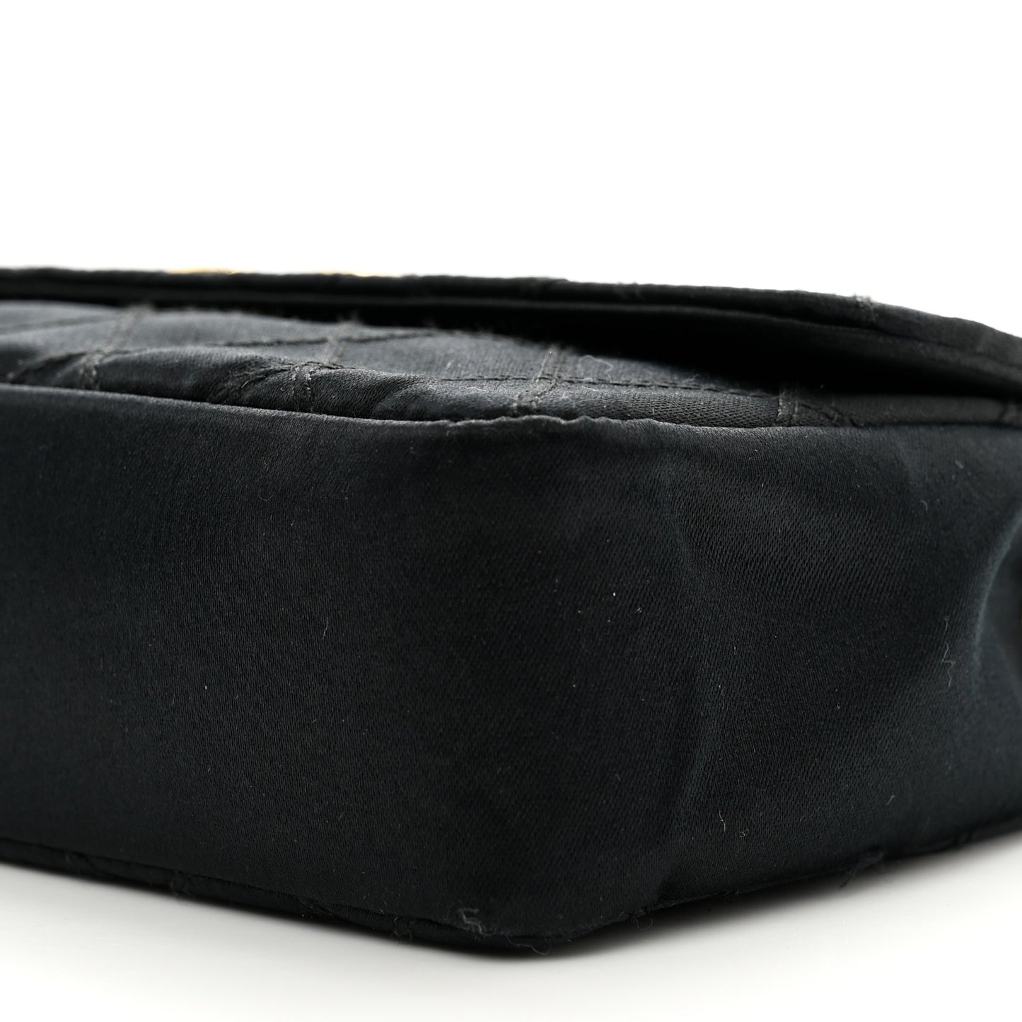 Satin Double Stitched Mini Single Flap Black