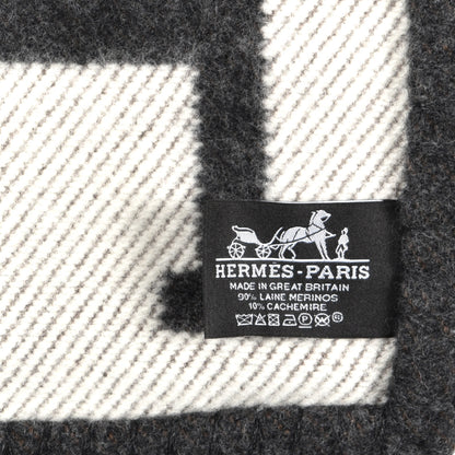 Hermes Wool Cashmere Avalon Blanket Ecru Gris Fonce 3 of 3
