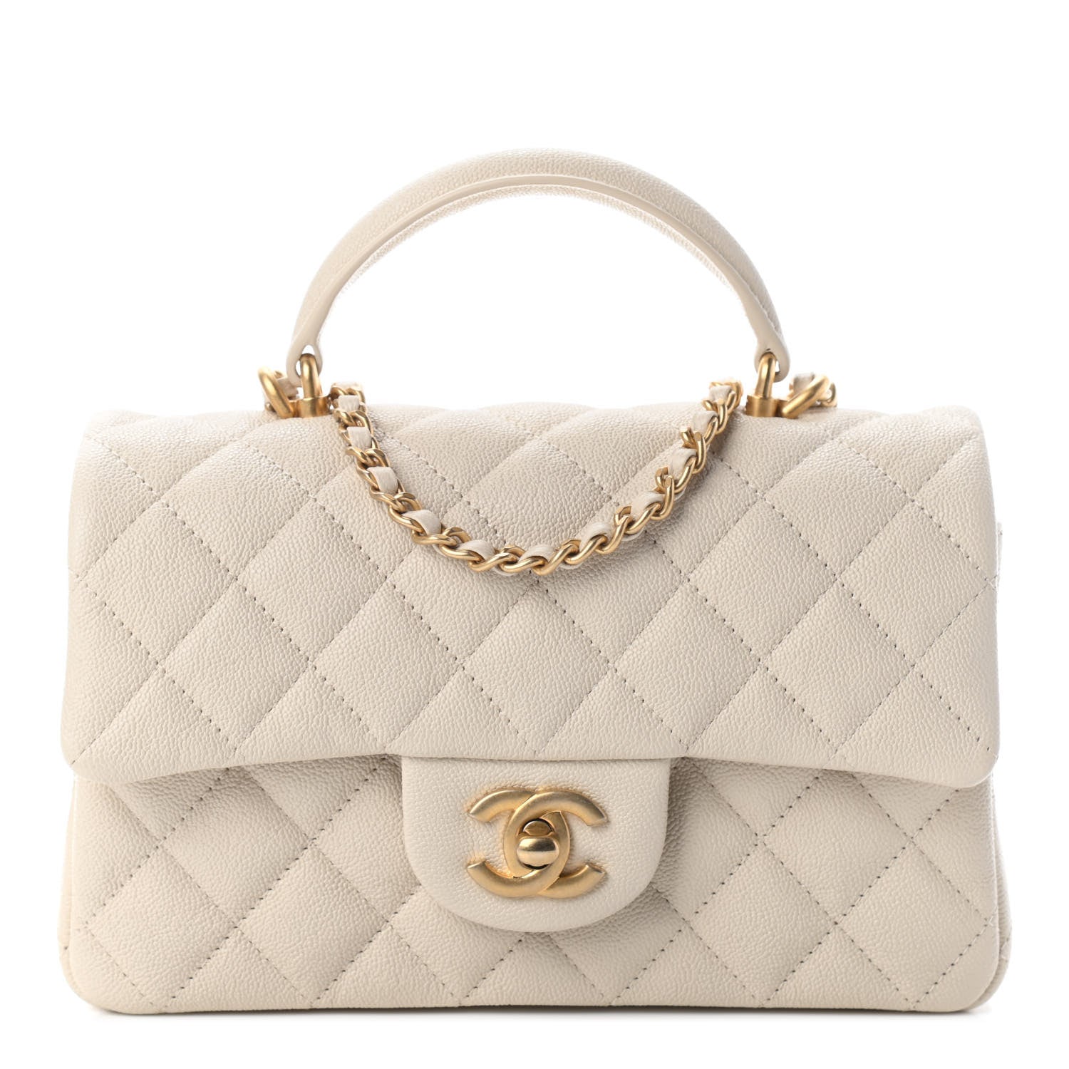 Chanel Caviar Quilted Mini Top Handle Rectangular Flap Beige 1 of 9