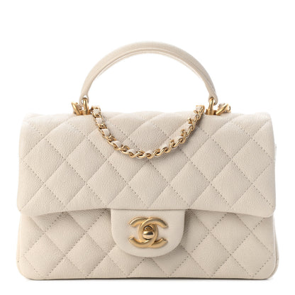 Chanel Caviar Quilted Mini Top Handle Rectangular Flap Beige 1 of 9