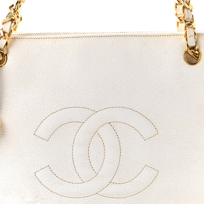 Chanel Caviar CC Shoulder Bag White 9 of 11