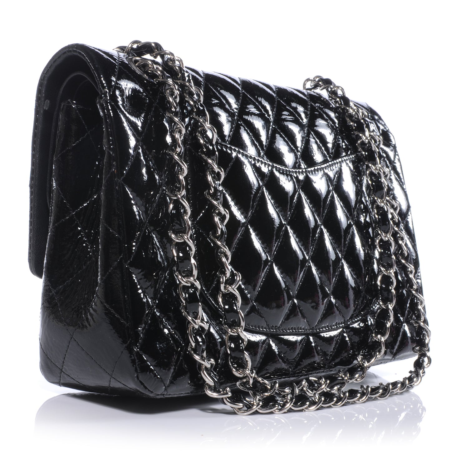 Patent Medium Double Flap Black