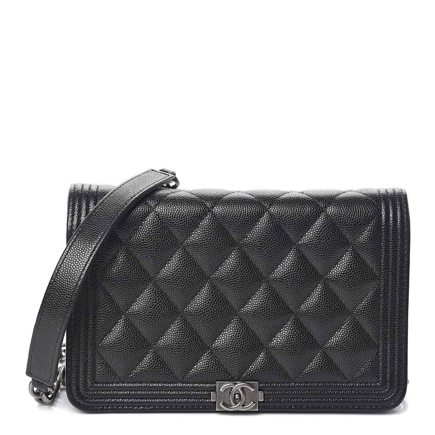 Caviar Quilted Boy Wallet On Chain WOC Black