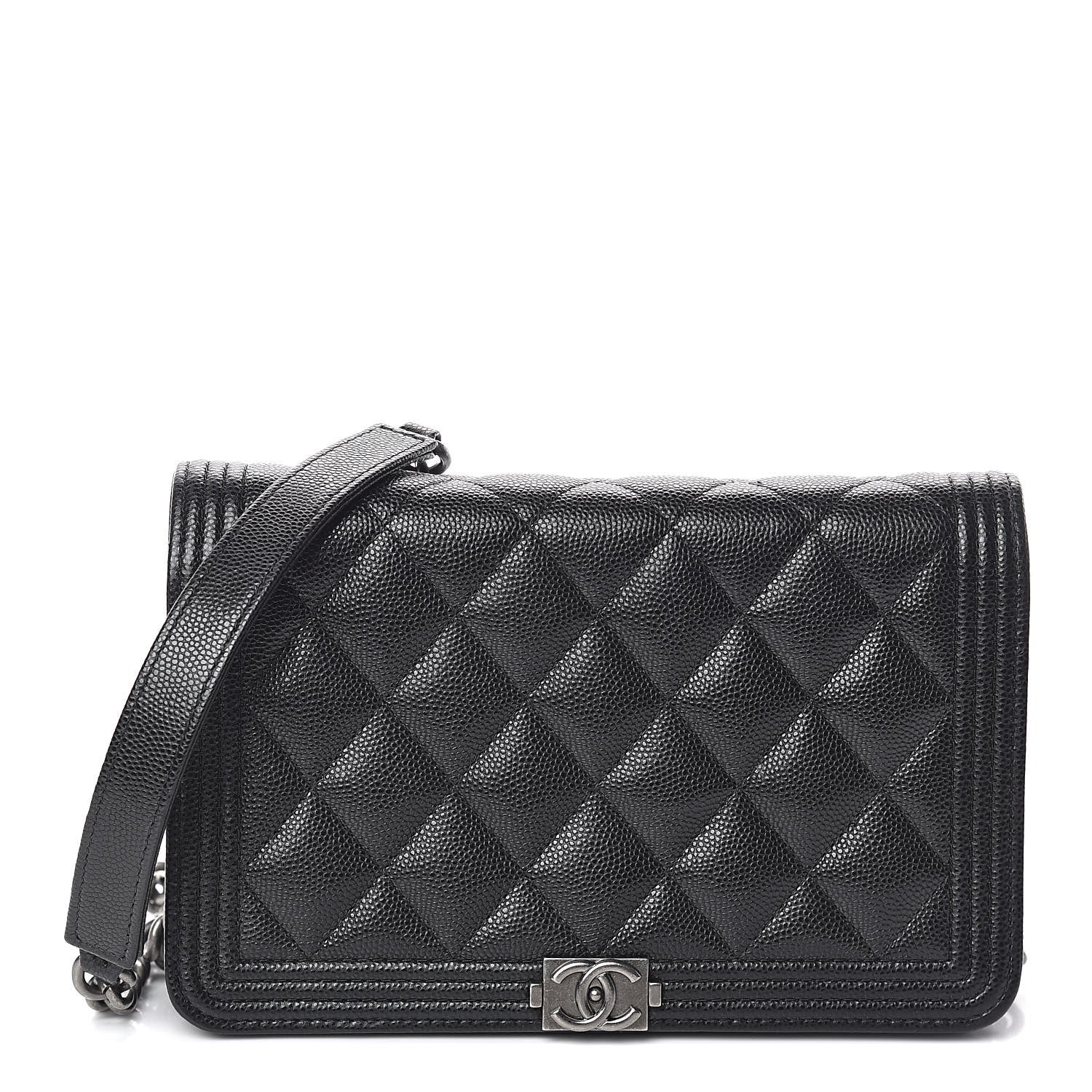 Chanel Caviar Quilted Boy Wallet On Chain WOC Black 1 of 11