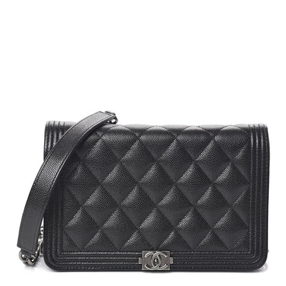Chanel Caviar Quilted Boy Wallet On Chain WOC Black 1 of 11