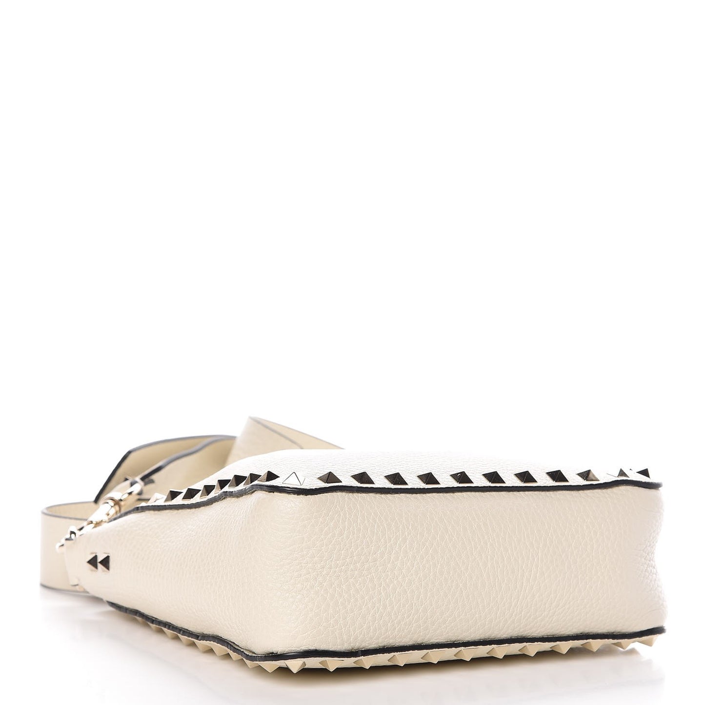 Pebbled Calfskin Mini Rockstud Flip-Lock Messenger Bag Light Ivory