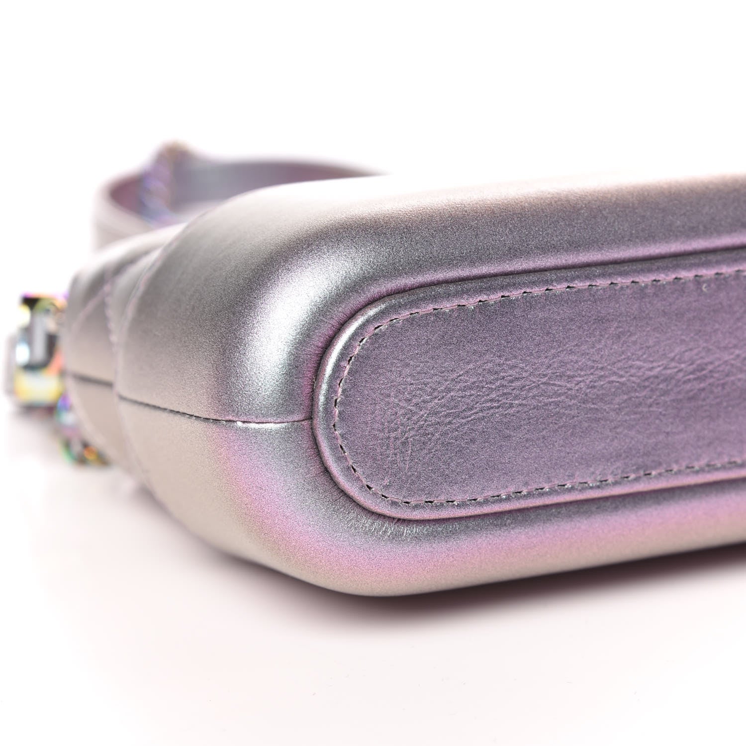 Chanel Iridescent Lambskin Calfskin Quilted Small Gabrielle Clutch With Chain Light Purple 11 of 13