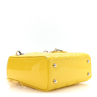 Christian Dior Patent Cannage Mini Lady Dior Yellow 4 of 11
