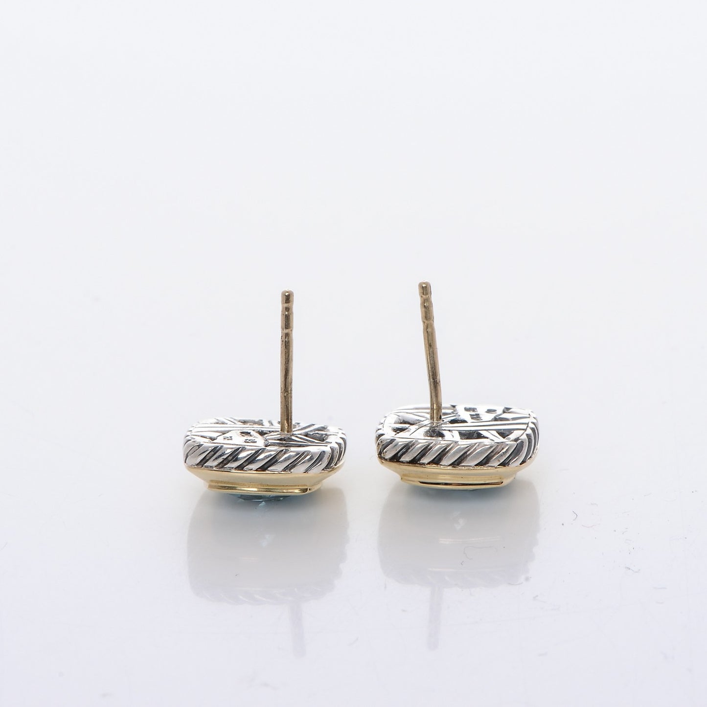 Sterling Silver 18K Gold Blue Topaz 7mm Petite Albion Earrings