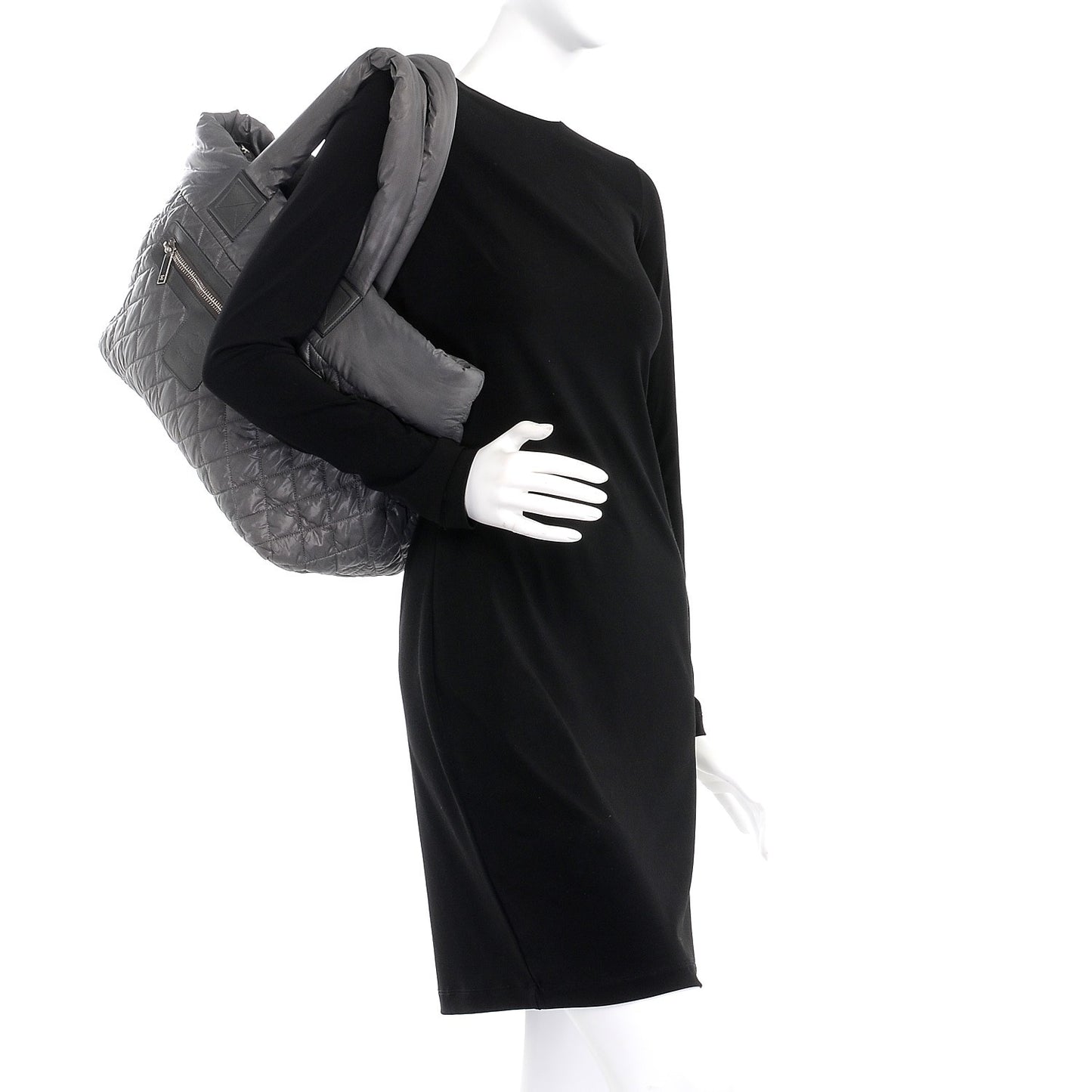 Nylon Quilted Large Coco Cocoon Tote Grey