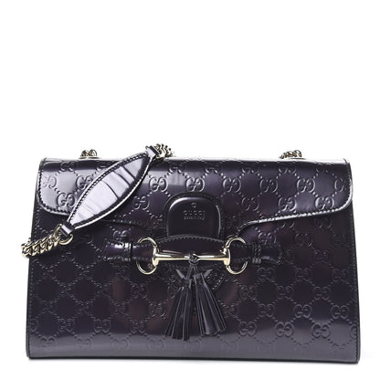 Gucci Shine Guccissima Medium Emily Chain Shoulder Bag Melanzana 1 of 11