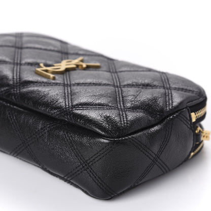 Saint Laurent Grained Lambskin Quilted Mini Becky Double Zip Bag Black 7 of 10