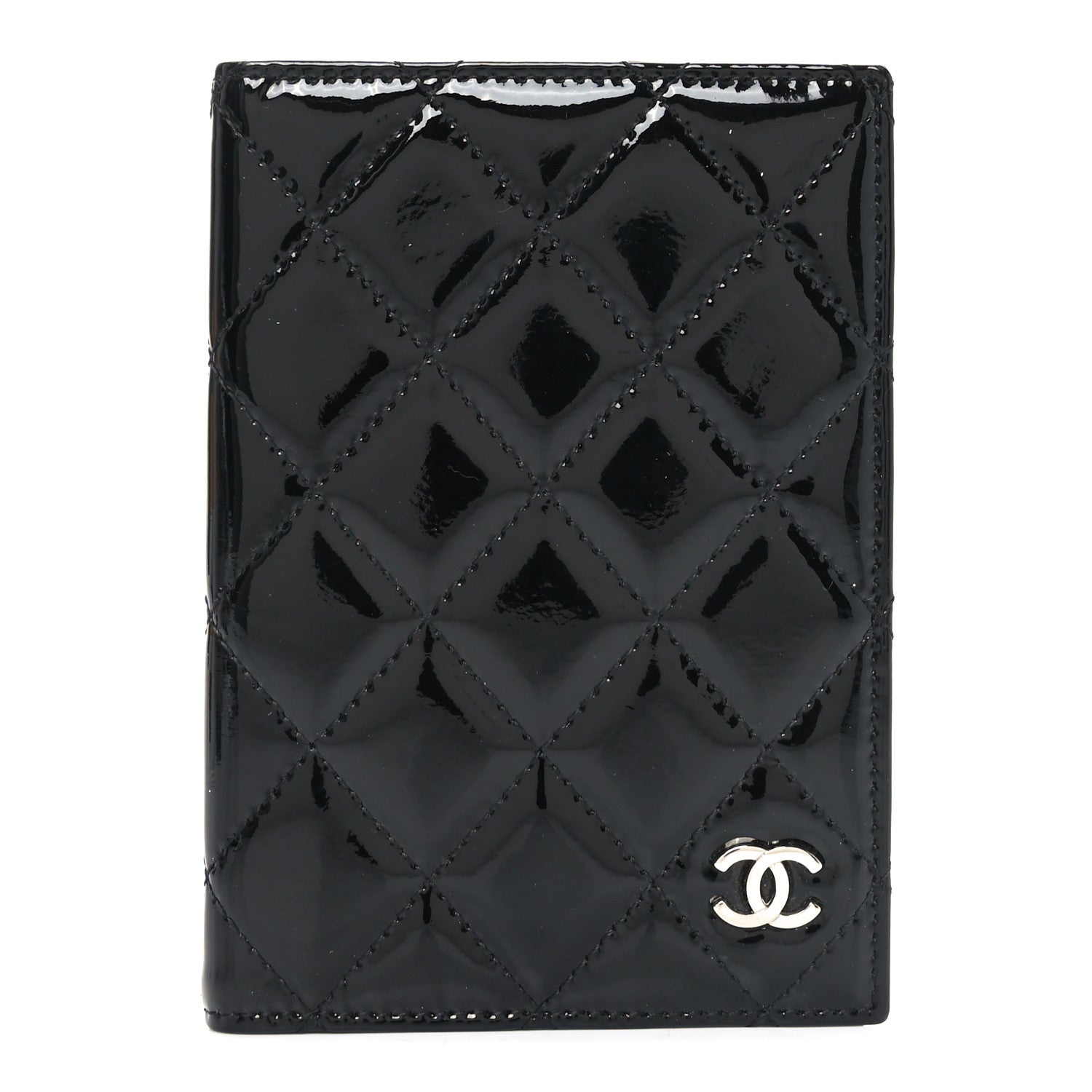 Chanel Patent Calfskin Quilted Passport Holder Black 1 of 8
