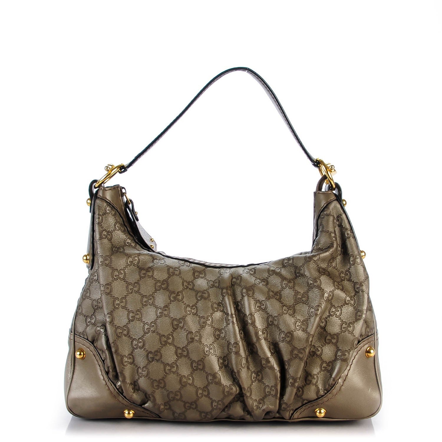 Gucci Metallic Guccissima Medium Jockey Hobo Pewter 1 of 9