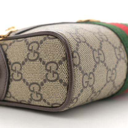 Gucci GG Supreme Monogram Textured Dollar Calfskin Mini Ophidia Shoulder Bag Beige Ebony New Acero 9 of 10