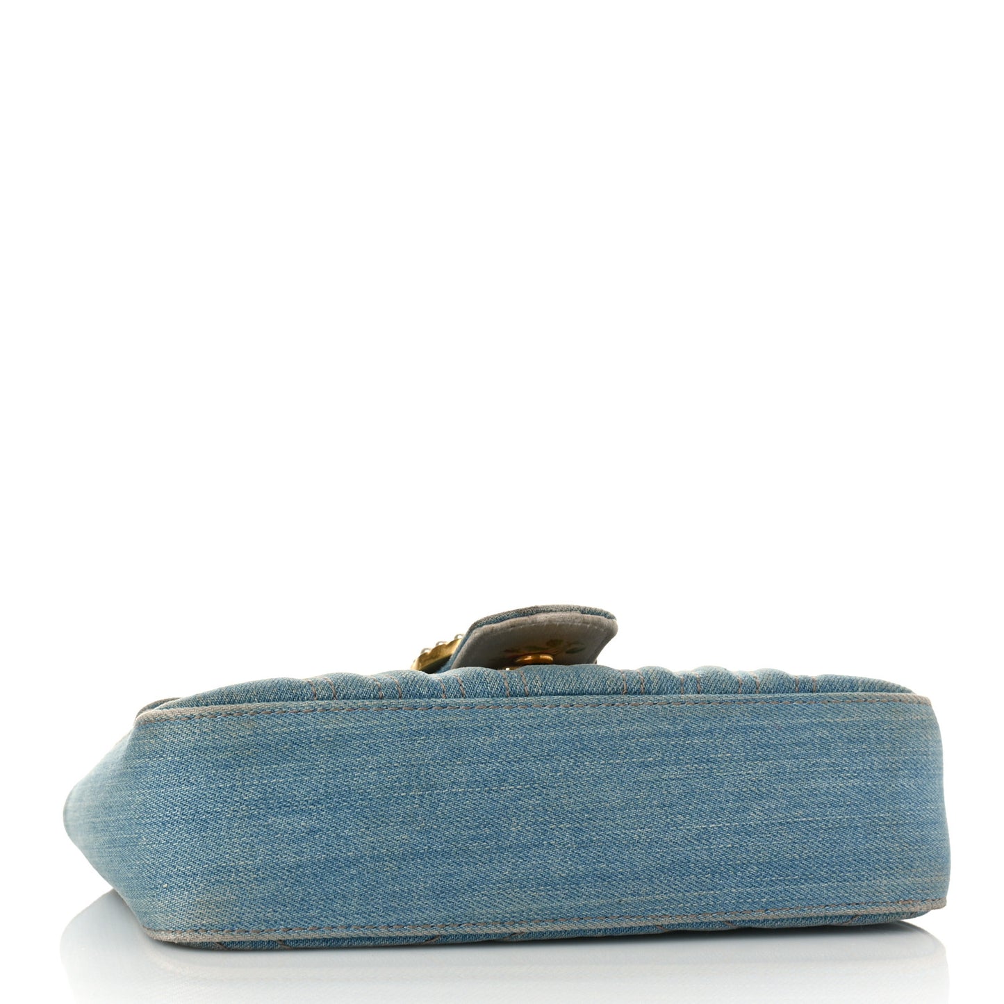 Denim Matelasse Mini Pearly GG Marmont Shoulder Bag Blue