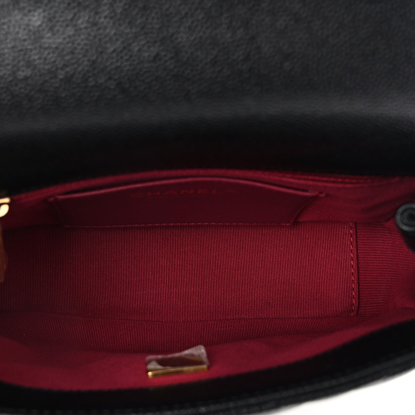 Caviar Quilted Mini Never Ending Chain Flap Black