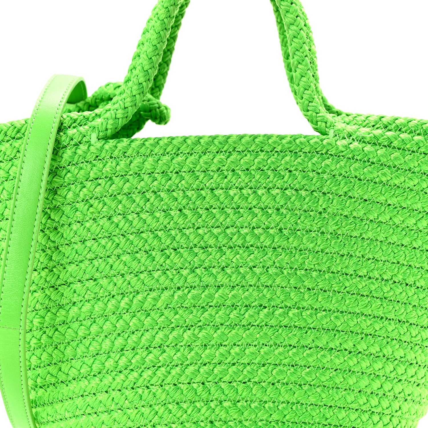 Balenciaga Nylon Lambskin Woven Small Ibiza Basket With Strap Green 8 of 11