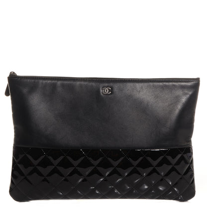 Chanel Patent Quilted Lambskin Large Cosmetic Case Black 1 of 7