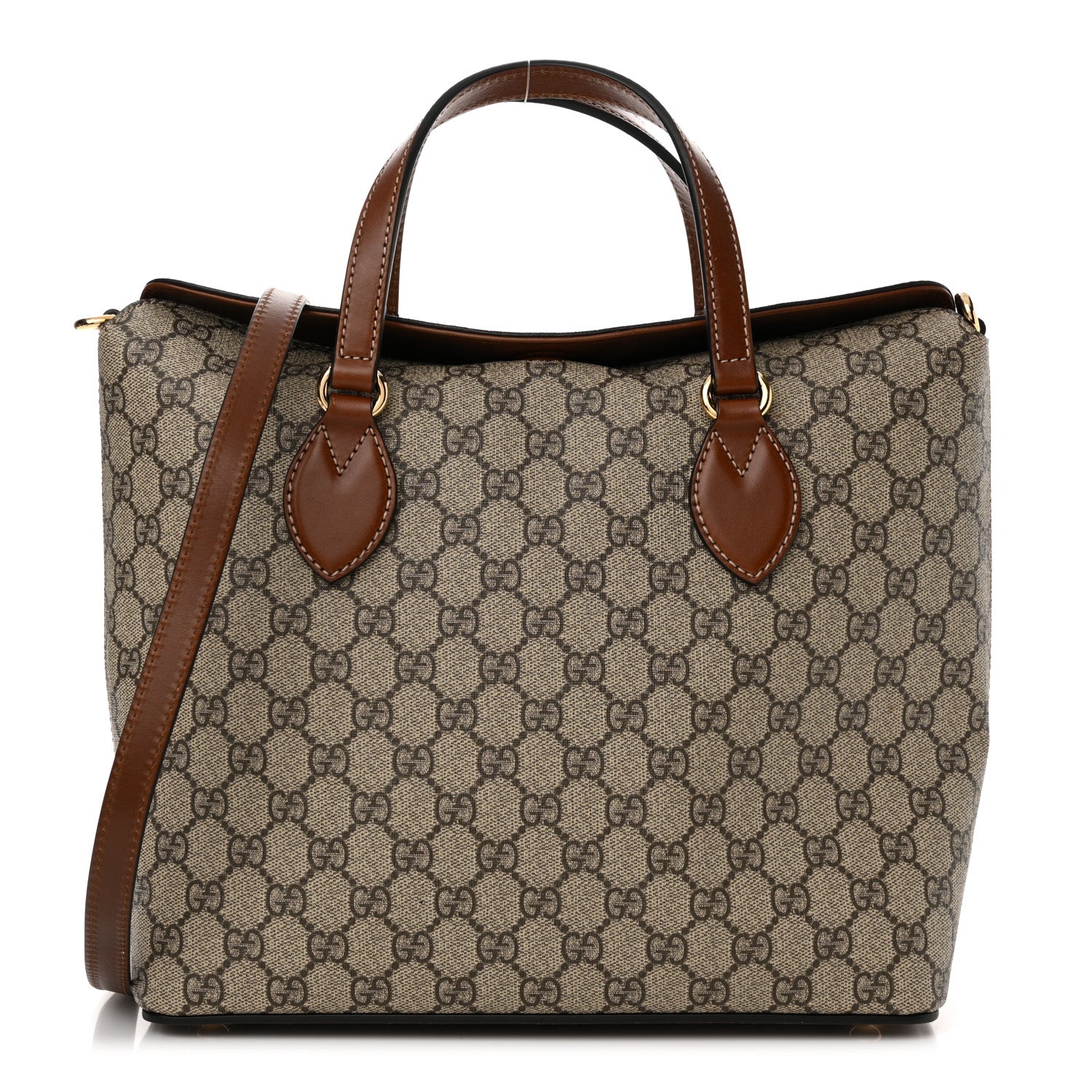 Gucci GG Supreme Monogram Linea A Foldover Tote Brown 1 of 16
