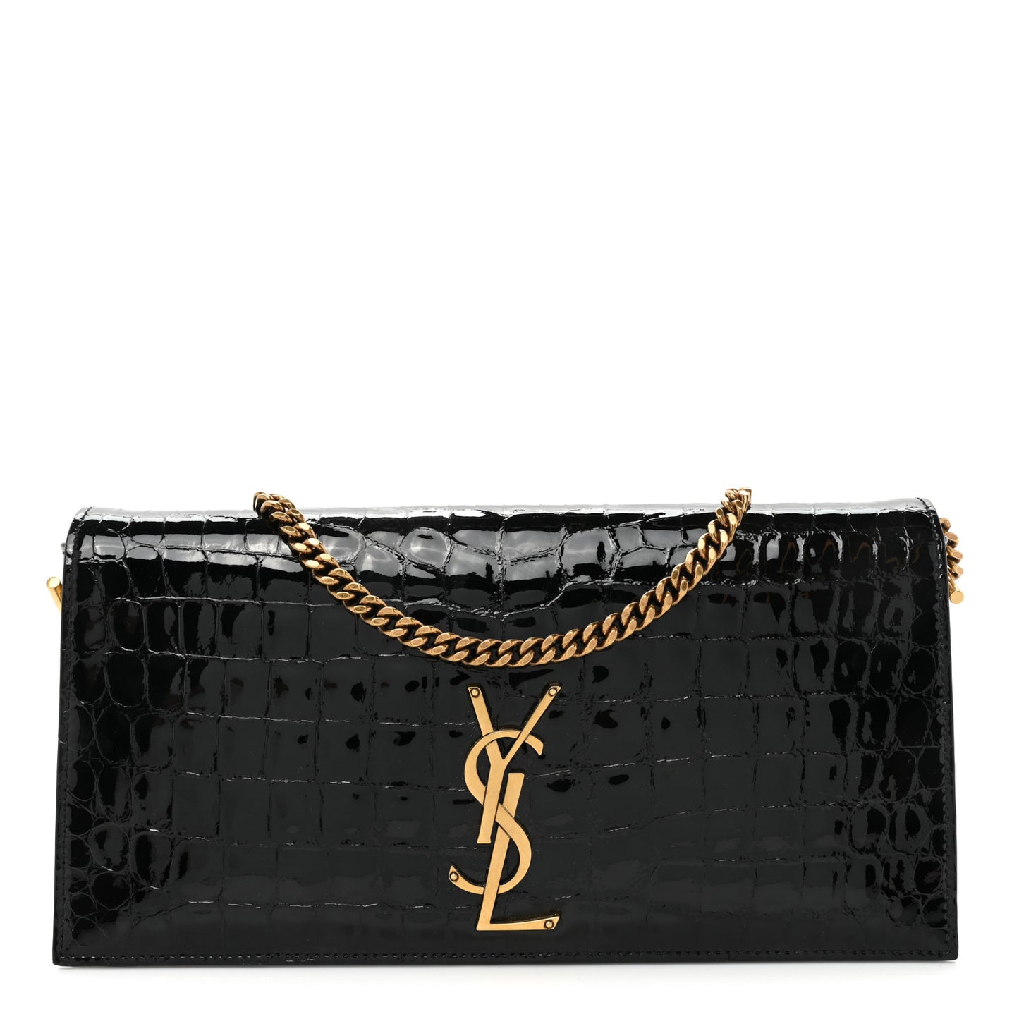 Alligator Embossed Patent Leather Monogram Kate 99 Black