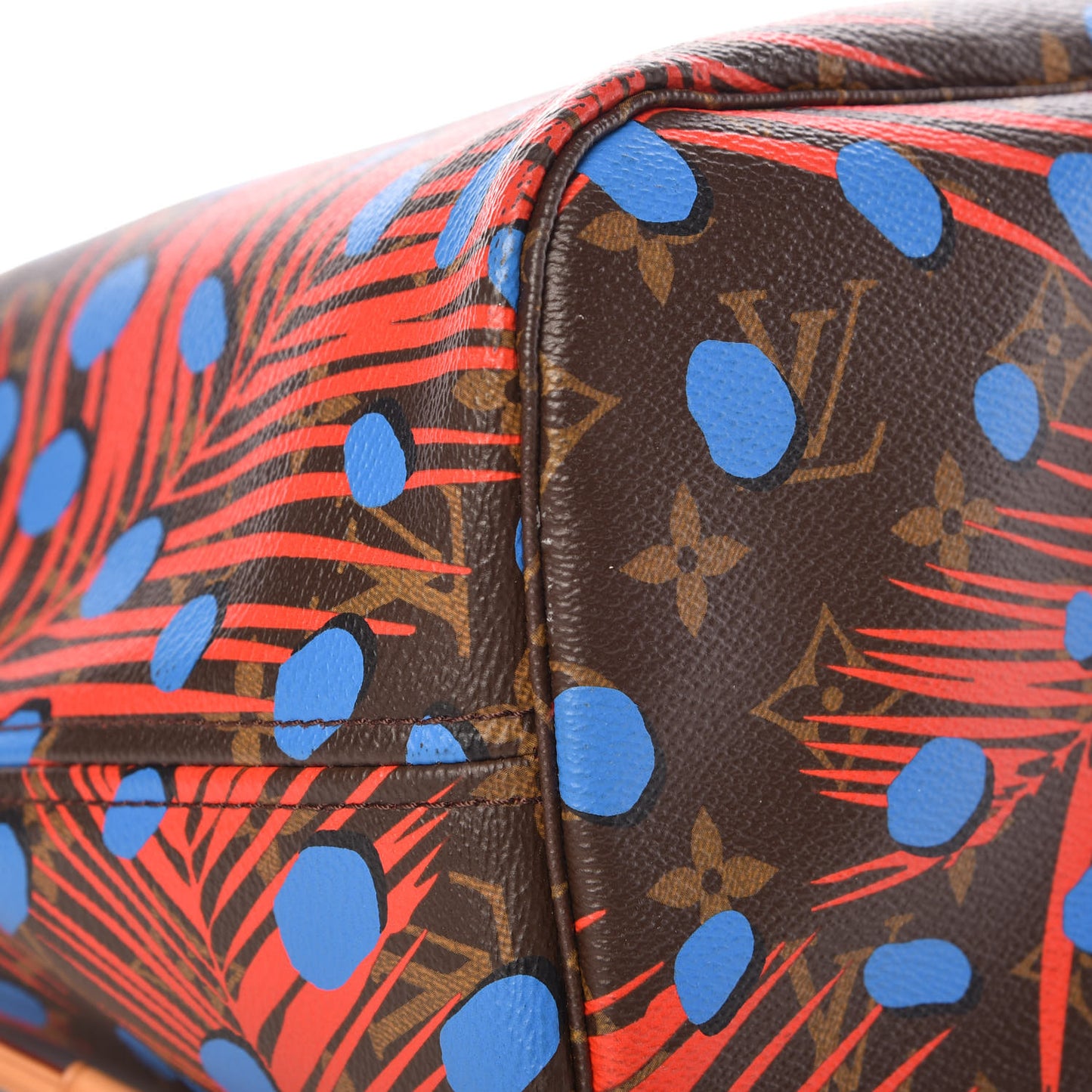 Monogram Jungle Dots Neo Neverfull MM Coquelicot Denim