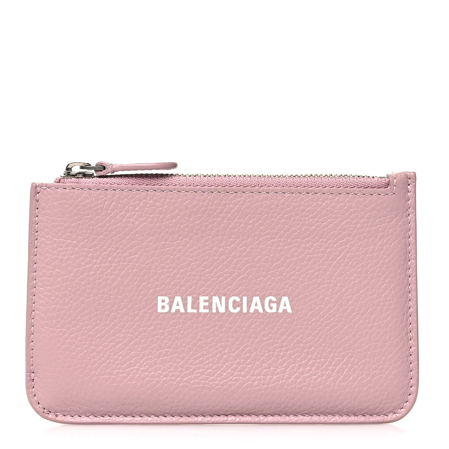 Balenciaga Grained Calfskin Logo Large Cash Long Coin Card Holder Powder Pink White 1 of 9