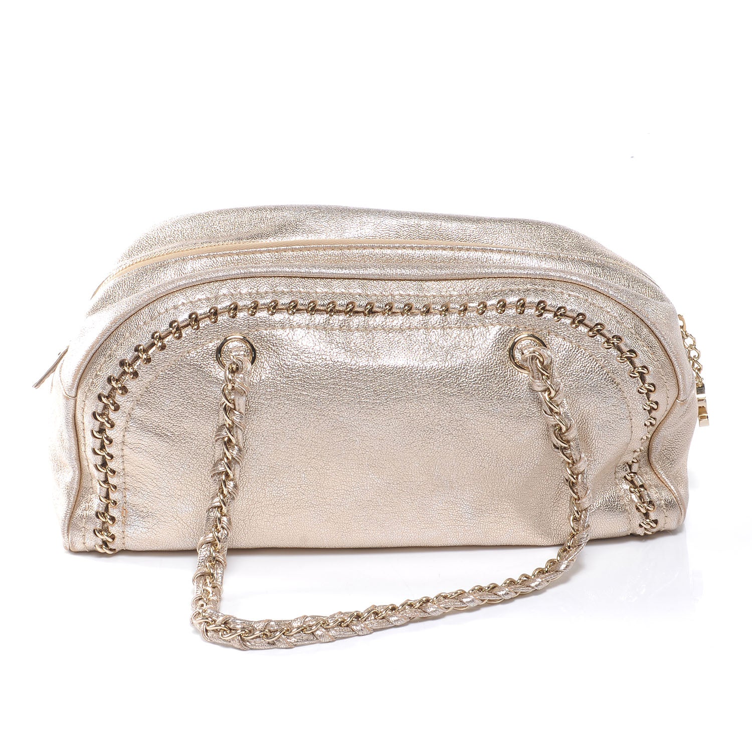Chanel Luxe Ligne Medium Bowler Tote Metallic Gold 3 of 6