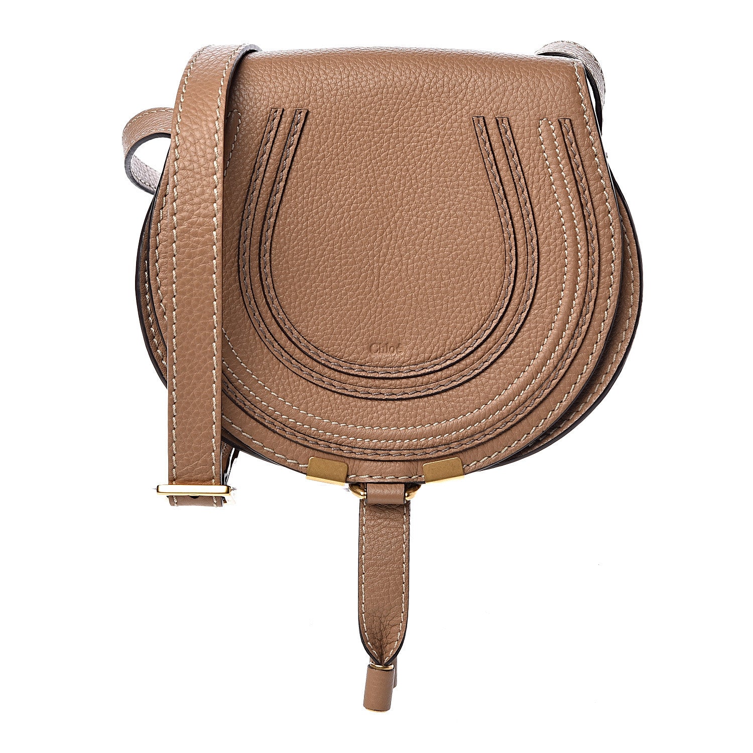 Chloe Calfskin Mini Marcie Round Crossbody Bag Nut 2 of 10