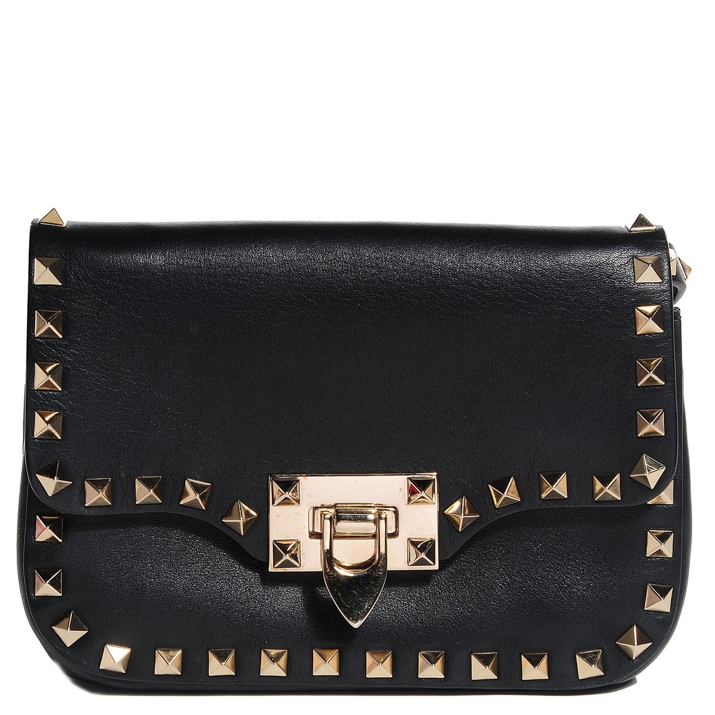 Vitello Mini Rockstud Flap Saddle Crossbody Bag Black