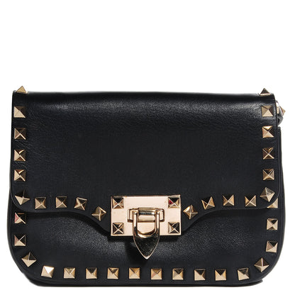 Valentino Garavani Vitello Mini Rockstud Flap Saddle Crossbody Bag Black 1 of 7