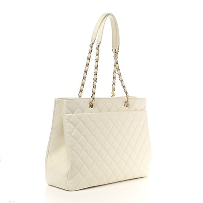 Chanel Caviar Quilted Large Classic Shopping Tote White 3 of 10